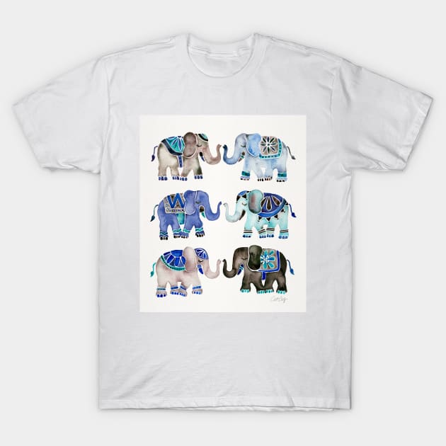 grey blue elephants T-Shirt by CatCoq